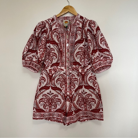FARM Rio Off-White Tropical Cameo Organic Cotton Romper Size Large NWOT - Picture 4 of 7